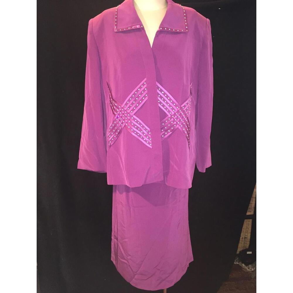 Sioni Couture Women’s Skirt and Jacket Suit Purple Plus Size 20 Church Formal